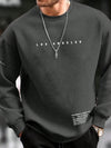 "Manfinity Men's Cool Slogan Sweatshirt with Drop Shoulder Design"