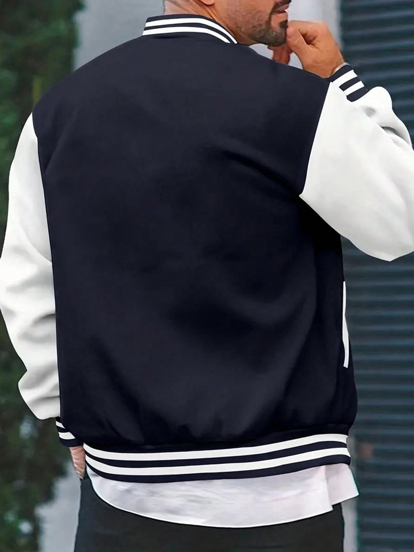 Men'S Letter Printed Striped Baseball Jacket