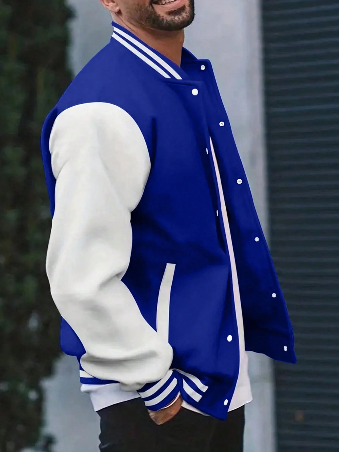 Men'S Letter Printed Striped Baseball Jacket