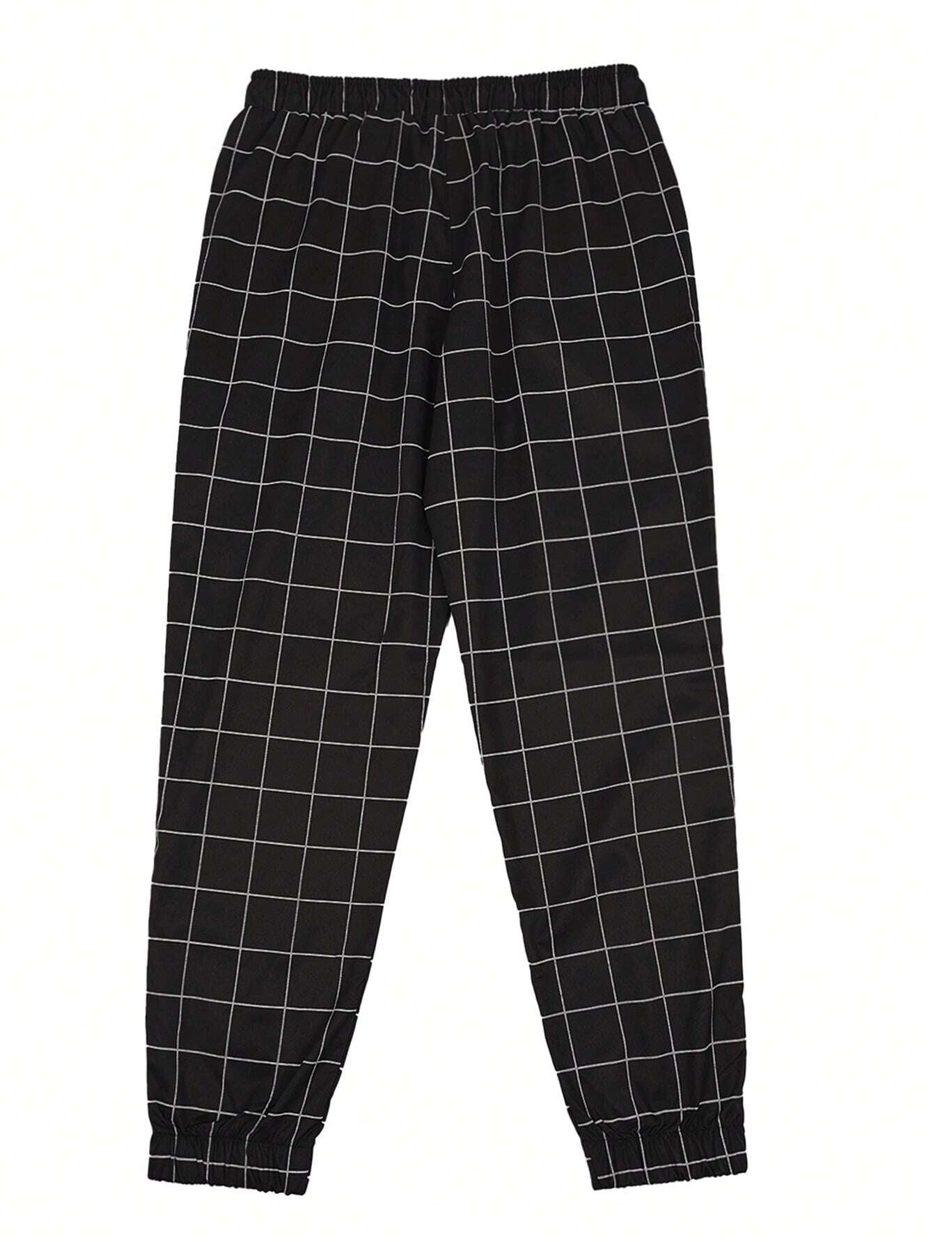 Manfinity Homme Men Grid Print Drawstring Waist Pants