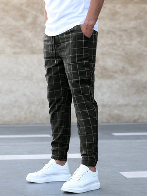 Manfinity Homme Men Grid Print Drawstring Waist Pants