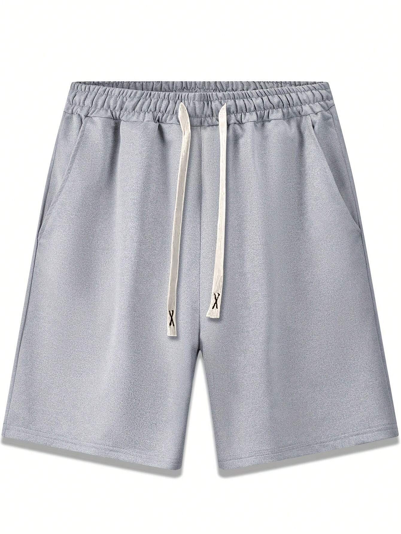 3Pcs/Pack Men'S Comfortable & Simple Solid Color Shorts with Elastic Waist & Drawstring