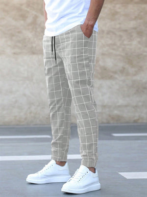 Manfinity Homme Men Grid Print Drawstring Waist Pants